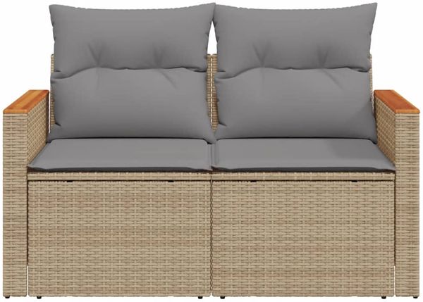 vidaXL Gartensofa mit Kissen 2-Sitzer Beige Poly Rattan 366098 Bild 4