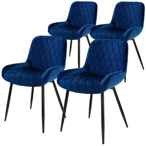 ML-DESIGN Stuhl Esszimmerstuhl mit Rücken- und Armlehnen, Metallbeine Küchenstuhl (4 St), Wohnzimmerstuhl Dunkelblau, Samt Sitzfläche Polsterstuhl Esstischstuhl
