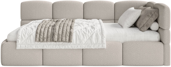 Selsey 'Cloudy' Jugendbett rechts, Bouclé Greige, 90x200 cm