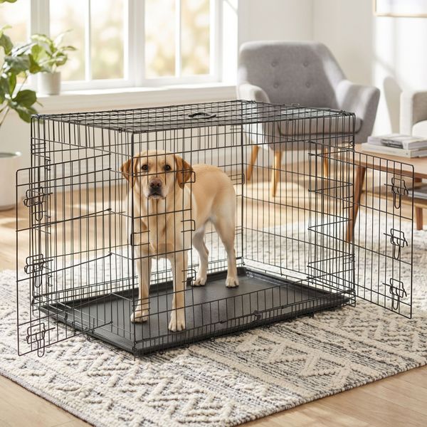 belviona Transportkäfig klappbar mit Bodenwanne, sicherer Hunde- und Katzenkäfig 106 x 71 x 77 cm