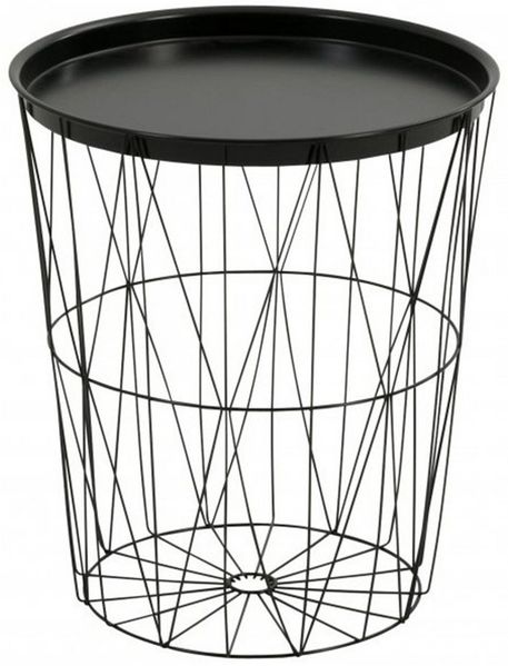 Meinposten Beistelltisch Metalltisch Couchtisch Drahttisch rund schwarz 46x40 cm (1-St), Tablett funktion
