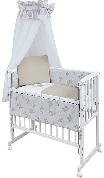Baby-Delux Beistellbett Babybett Shiny Teddy, Stillbett 90x40 weiß höhenverstellbar, Matratze inkl. komplett Set