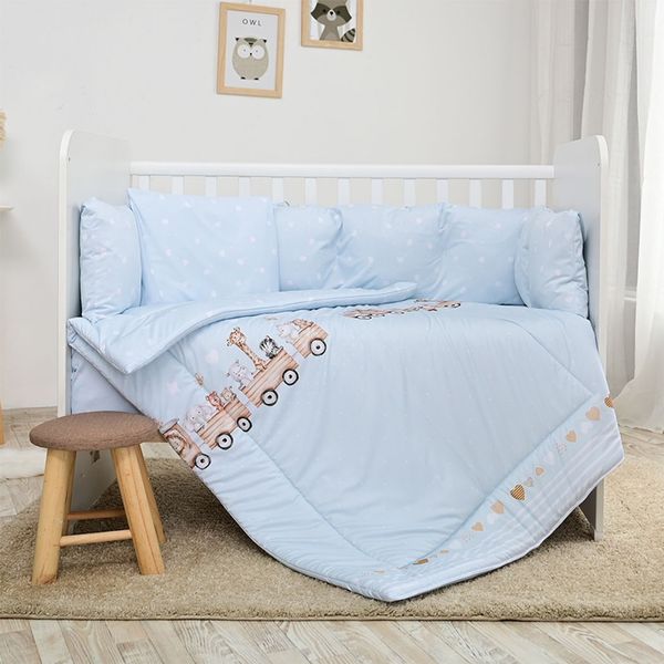Lorelli Babybettwäsche-Set 5-tlg. Decke 140x95 cm Kissen 43x35 cm Nestchen hellblau