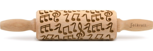 folkroll Teigroller 3D-Motiv-Teigrolle Massivholz, Musik