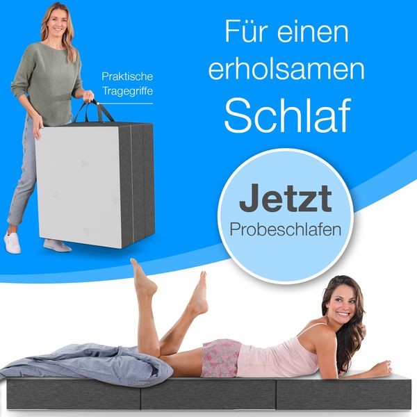 Klappmatratze 11 cm Kaltschaum, 4 cm Visko-Mineralschaum, ELONEO, 15 cm hoch, (200x90cm, 200x140cm), versch. Größen & Farben, atmungsaktiv, pflegeleicht Bild 4