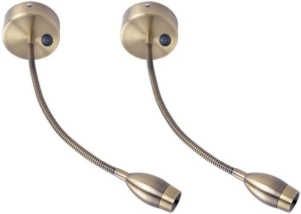ZMH LED-Wandleseleuchte, Bettleselampe, Wandhalterung, 2 Schwanenhals-Bettlampen, Bronze, 3 W, 3000 K, Kupfer, 360 °