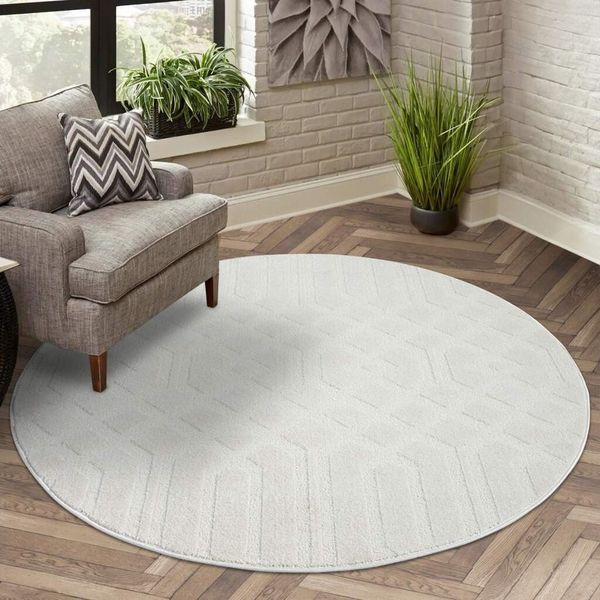 Carpet City Teppich FLAIR138, rund, Höhe: 11 mm, Kurzflor-Teppich, Skandi-Stil, Wohnzimmer