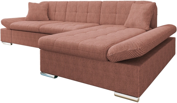 'Malwi' Ecksofa Cord, Rosa, 76 x 161 x 278 cm, Rechts