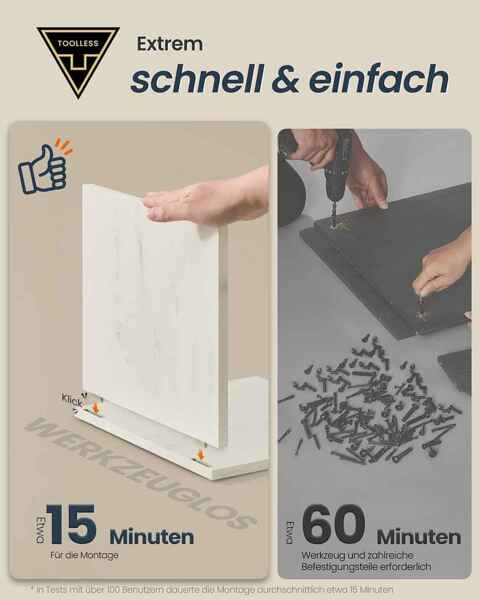 SONGMICS HOME Badezimmerschrank, Toolless-Technologie, superschnelle werkzeuglose Montage, Badschrank schmal, verstellbare Ablagen, Wohnzimmer, Flur, 30 x 30 x 170 cm, vintageweiß Bild 3