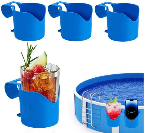 Agger Ablagetisch 4 Stück Pool Getränkehalter, Pool Getränkehalter Poolrand (4-St), für Schwimmbäder, Wasserbecher Hängehalter für Schwimmbecken
