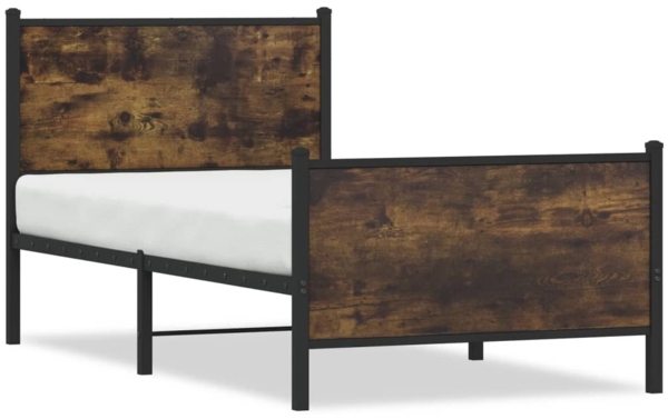 vidaXL Metallbett ohne Matratze Räuchereiche 90x190 cm 4007677