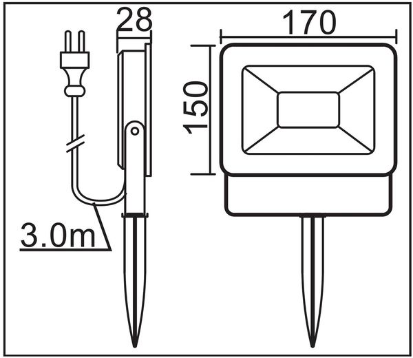 TRANGO LED Gartenstrahler, 3087 *SAVETY* LED Außenstrahler IP65 30 Watt, Teichstrahler, Fluter, Flutlicht 6000K Tageslichtweiß (kaltweiß) Außenwandstrahler, Tageslichtweiß, Wegbeleuchtung, Strahler, Außenleuchte, Wandlampe