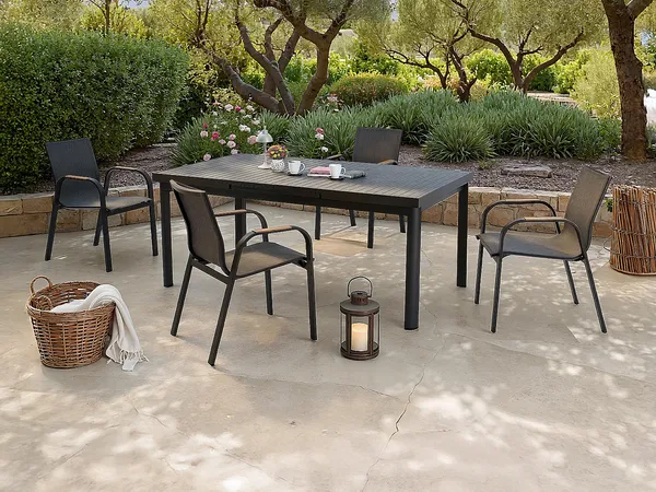 Vente-unique - ZEYVA Garden dining set Metall Grau - B 65 cm100 cm x H 86,5 cm76 cm x L 52 cm240 cm180 cm