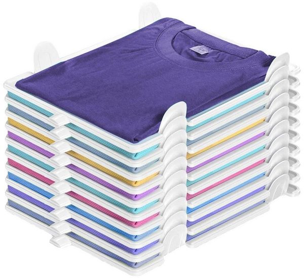 FOUORTUNATE-BEE Aufbewahrungsbox Stapelbare T-Shirt Organizer für Schrank und Kleiderregal Set (10 St), Für T-Shirts Hemden Kinderkleidung Pullover und Hosenfach