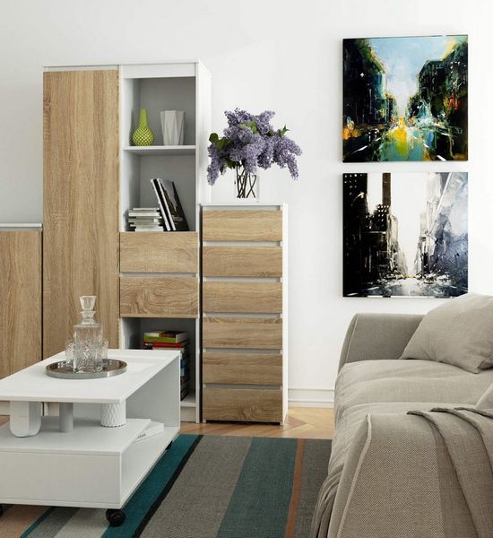 Raumhirsch Furniture Kommode mit 6 Schubladen 40 cm breit Holz Schrank, (viele Farbvarianten - Maße: 109 x 40 x 35 cm) - Hochwertig & stabil
