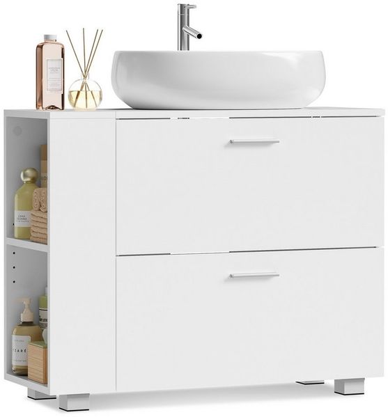 VASAGLE Waschbeckenunterschrank Badschrank, große Öffnung für Siphons, 30 x 80 x 64 cm offene Fächer an Einer Seite, rechts oder Links austauschbar