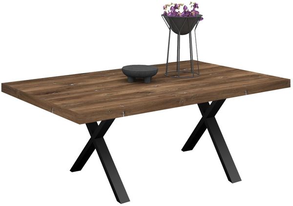 Esstisch Elgin 4 210-310x80x100 Metall+Holzwerkstoff Schwarz/Zinneiche