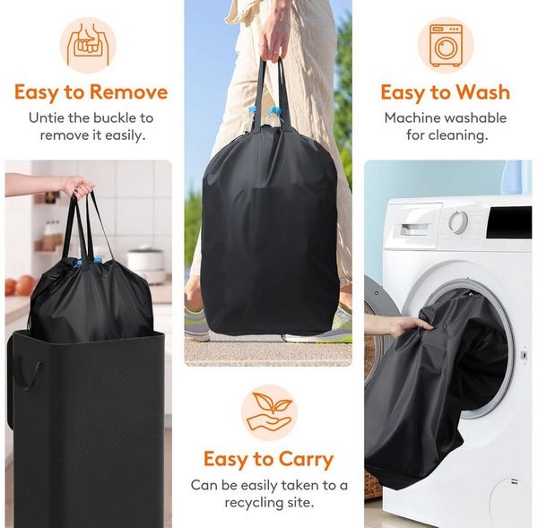 Lifewit Flaschensammler Pfandflaschen Sammelbehälter 100L mit Deckel für Leergut und Altglas (1 Recyclingbehälter mit Innenbeutel, 100L), Recyclingbehälter 100L mit Deckel und waschbarem Innenbeutel