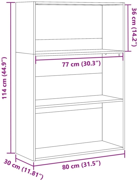 vidaXL Bücherregal Weiß 80x30x114 cm Holzwerkstoff 857931 Bild 8