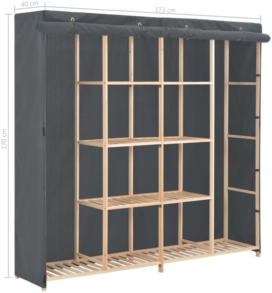 vidaXL Kleiderschrank Grau 173 x 40 x 170 cm Stoff 248199 Bild 6