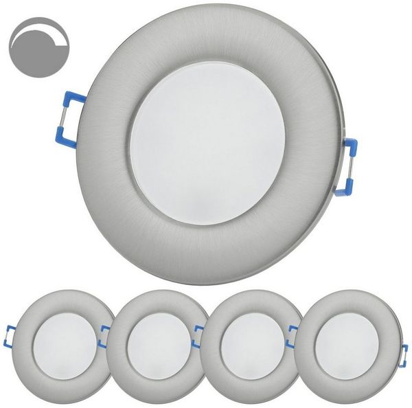 Sweet LED LED Einbaustrahler 5er Set IP44 flach für Bad & Küche 6,5 W 230V dimmbar, Dimmfunktion, LED fest integriert, 3000K - warmweiß, Deckenspots, Deckenstrahler, Einbauleuchten