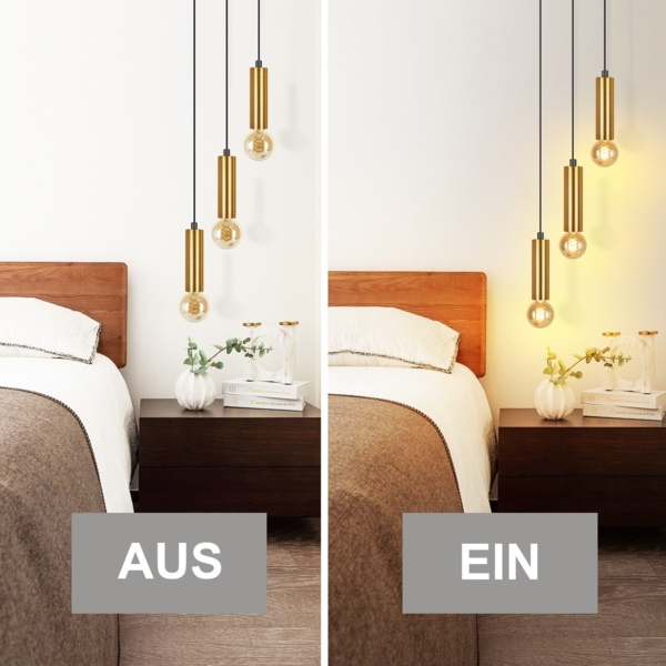 ZMH Pendelleuchte Esstisch E27 Gold Schwarz - Pendellampe 3 Flammig Esszimmerlampe Hängelampe Modern Hängeleuchte Metall Küchenlampe Hängend für Esszimmer Kücheninsel Ohne Leuchtmittel Bild 7