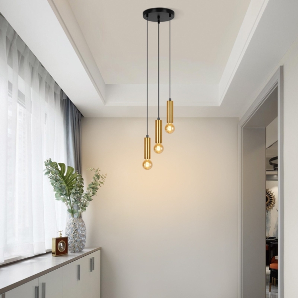 ZMH Pendelleuchte Esstisch E27 Gold Schwarz - Pendellampe 3 Flammig Esszimmerlampe Hängelampe Modern Hängeleuchte Metall Küchenlampe Hängend für Esszimmer Kücheninsel Ohne Leuchtmittel Bild 4