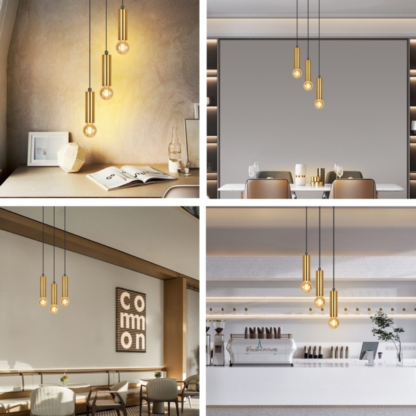 ZMH Pendelleuchte Esstisch E27 Gold Schwarz - Pendellampe 3 Flammig Esszimmerlampe Hängelampe Modern Hängeleuchte Metall Küchenlampe Hängend für Esszimmer Kücheninsel Ohne Leuchtmittel Bild 5