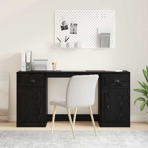 vidaXL Schreibtisch mit Schrank mit Schubladen Schwarz Eichen-Optik 3402679