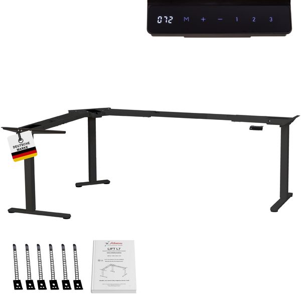Albatros LIFT L7B Gestell für Eckschreibtisch Höhenverstellbar Elektrisch schwarz - Winkelschreibtisch Memoryfunktion - Schreibtischgestell Höhenverstellbar, Stufenlos