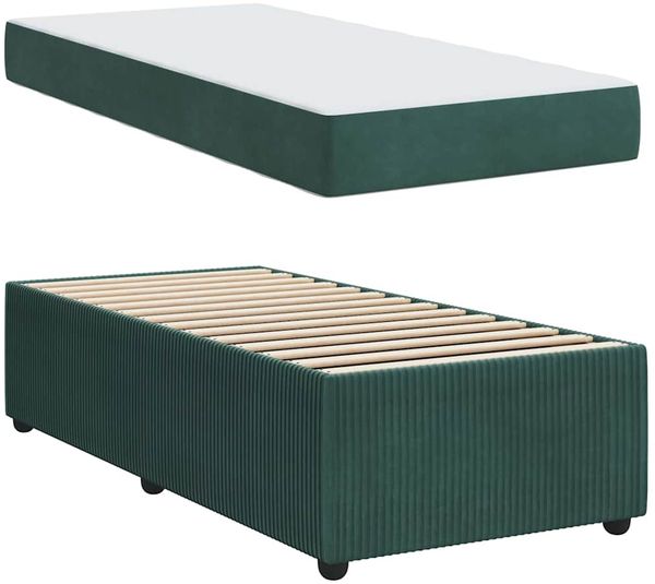vidaXL Bettrahmen mit Matratze Dunkelgrün 90 x 200 cm Stoff 3398350 Bild 4
