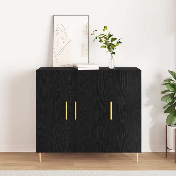 vidaXL Sideboard Schwarz Eichen-Optik 90 x 34 x 80 cm Holzwerkstoff 869078
