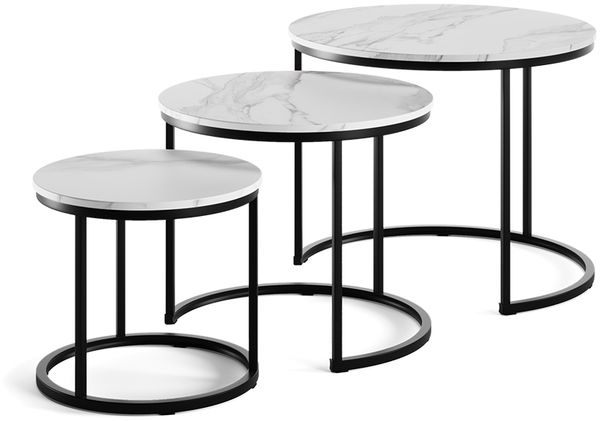 Couchtisch-Set Montreal Weiß/Schwarz 55 x 55 cm 3 Teile Vicco