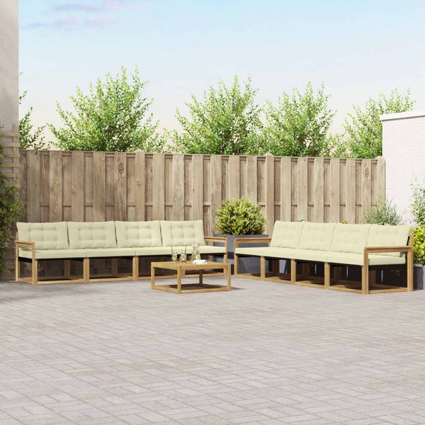 vidaXL Outdoor-Sofagarnitur 9 pcs Weiß und Creme 79 x 79 x 37 cm 3388532