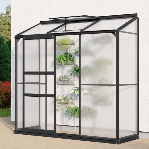 Vitavia Aktionsangebot (inkl. 60 Euro Zubehör): Anlehn-Gewächshaus "Styx 1300", schwarz, 1,3 m²,4 mm HKP