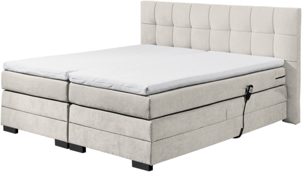 Boxspringbett >TALENA< Liegefläche 180x200cm, Motorverstellung, sand - 202x113x211cm (BxHxT)