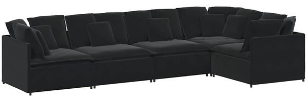 vidaXL Modulares Sofa mit Kissen Samt Schwarz 3321342