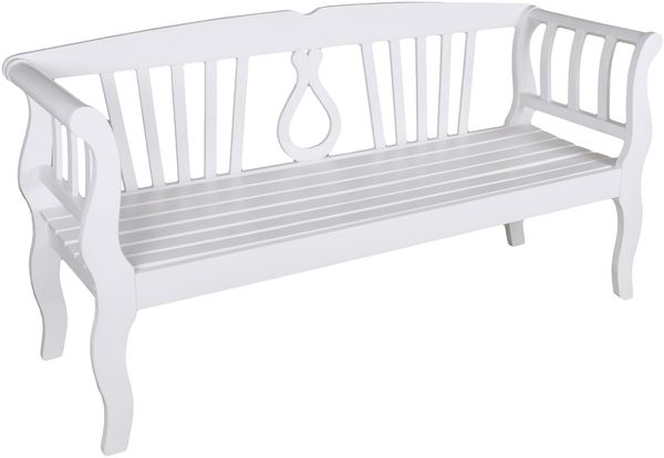 Gartenbank KAUNAS - 175cm Breit, Eukalyptus, Weißgrau | Terrassenbank Wetterfest Sitzbank Outdoor Bank