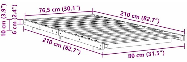 vidaXL Bettrahmen Wachsbraun 80 x 210 cm Massives Kiefernholz 873102 Bild 10