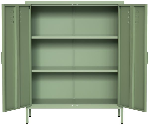 skølm 'Atria' Metallkommode, grün, 100x38x80 cm, Metallschrank mit 3 Fächern Bild 9