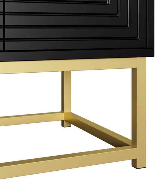 Sideboard Schwarz matt, großes Stauraum-Sideboard mit Doppeltüren, Reliefdesign, moderne Kommode für Wohnzimmer & Büro Bild 8