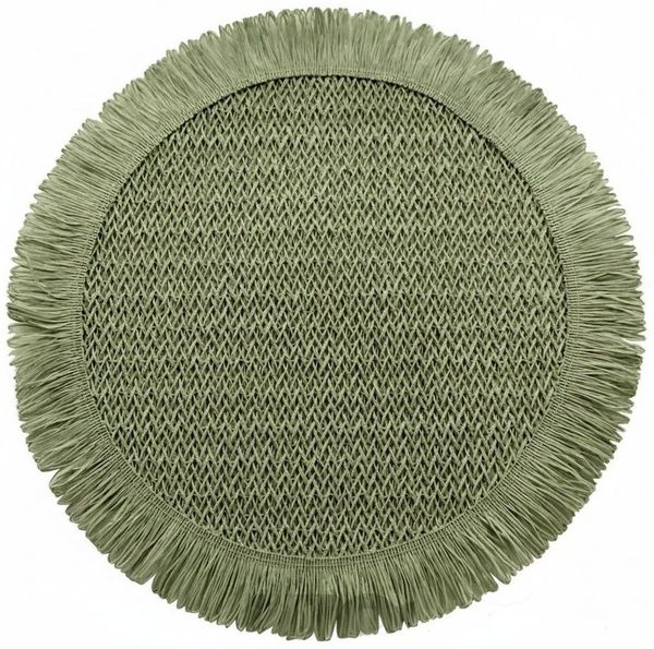 Macosa Home Platzset Tischset 4 Stk. Natur od. Grün 38 cm rund, (4-St, Tischmatte Platzmatte Tischunterlage Platzdeckchen), Papierfaser Platzsets abwischbar Tischdeko