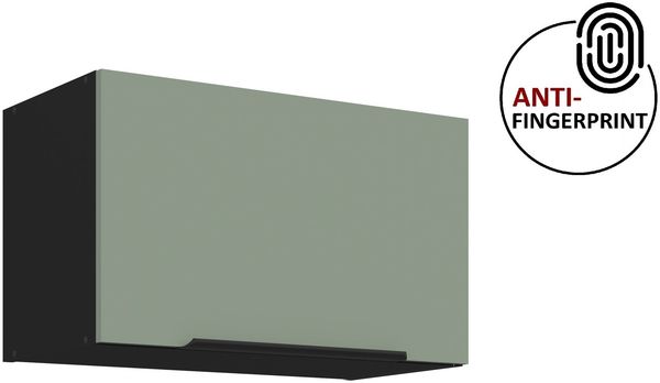 Küchen Hängeschrank 60 cm ARIA Aquamarin ultra matt + Schwarz matt, hochwertige Fronten mit Anti Fingerprint Beschichtung Küchenzeile Küchenblock
