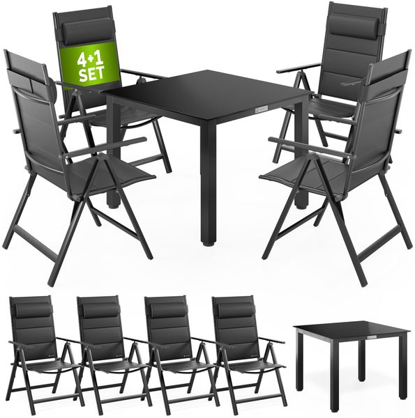 CASARIA® Gartenmöbel Set 4 Stühle mit Gartentisch Anthrazit