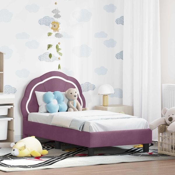 vidaXL Kinderbettgestell mit Kopfteil Lila 70 x 140 cm Samt 42010898