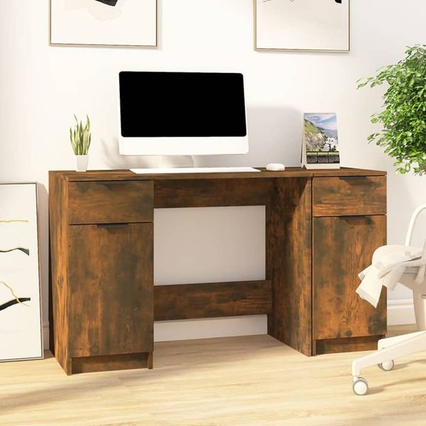 vidaXL Schreibtisch mit Beistellschrank Räuchereiche Holzwerkstoff 3115913