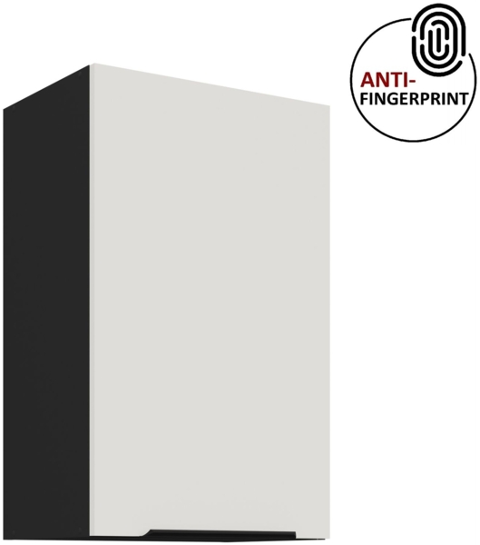 Küchen Hängeschrank 45 cm ARIA Weiss ultra matt + Schwarz matt, hochwertige Fronten mit Anti Fingerprint Beschichtung Küchenzeile Küchenblock