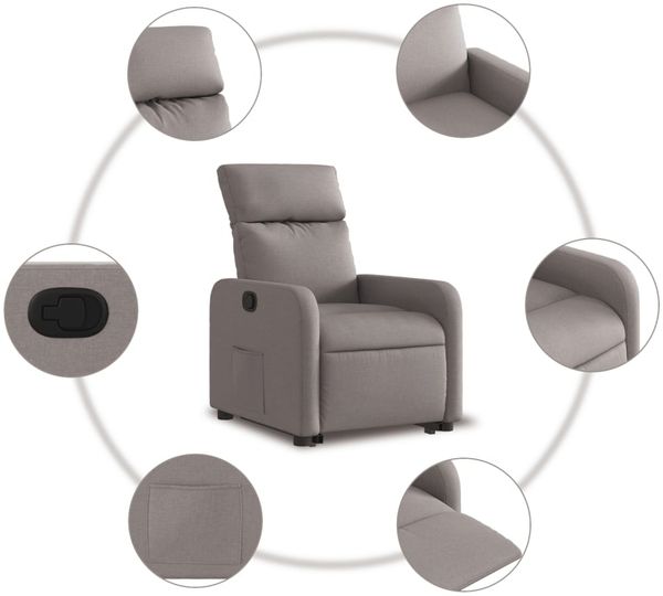 vidaXL Relaxsessel mit Aufstehhilfe Taupe Stoff 3206706 Bild 8