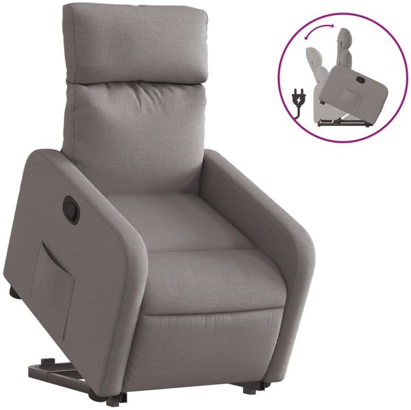 vidaXL Relaxsessel mit Aufstehhilfe Taupe Stoff 3206706 Bild 2