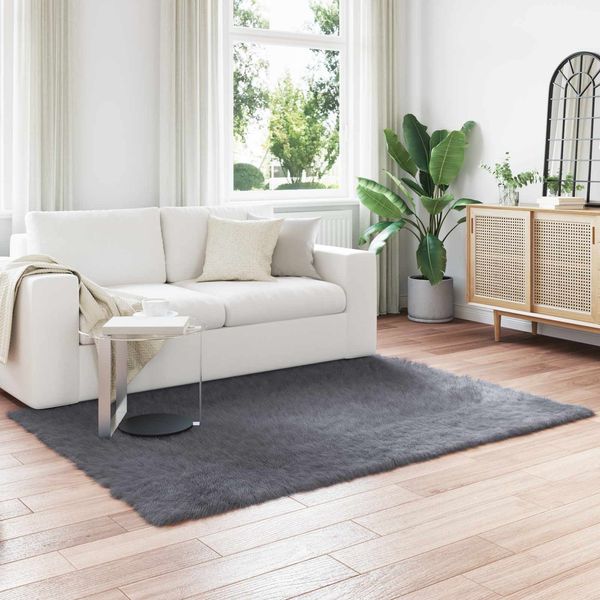 vidaXL Teppich aus Kunstschaffell TAFALLA Anthrazit 160 x 230 cm 42021594